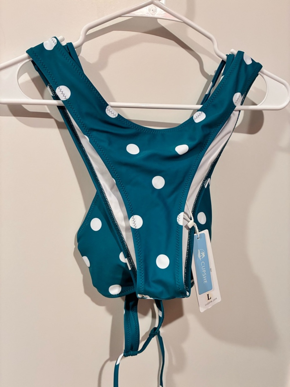 Cupshe Teal Polka Dot Ring-Front Bikini Set - Picture 4 of 4